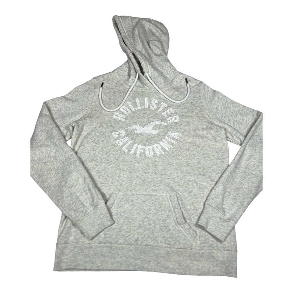 Hollister California Hoodie Womens Small Gray Logo Pullover Cozy Sweatshirt